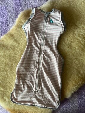 Love to Dream Pink and White Striped Swaddle Sack